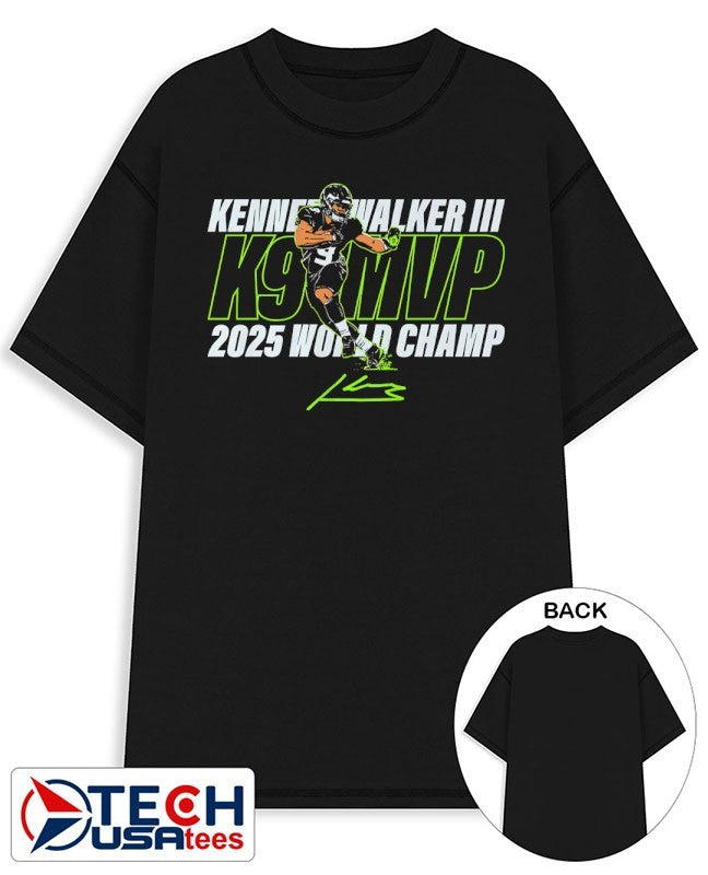 K9 MVP Kenneth Walker III 2025 World Champ signature shirt Unisex T-shirt, Sweatshirt, Hoodie, Long Sleeve Tee - T-Shirt, Sweatshirt, Hoodie