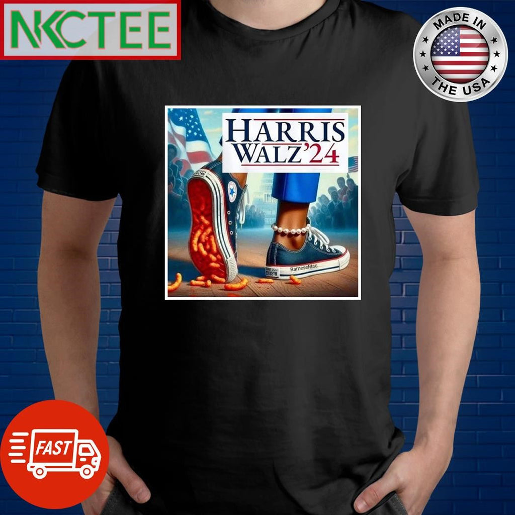 Kamala Harris Tim Walz Landslide 2024 shoes vs snacks shirt Unisex T-shirt, Sweatshirt, Hoodie, Long Sleeve Tee - T-Shirt, Sweatshirt, Hoodie
