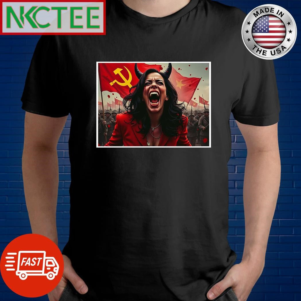 Kamala Harris devil communist shirt Unisex T-shirt, Sweatshirt, Hoodie, Long Sleeve Tee - T-Shirt, Sweatshirt, Hoodie