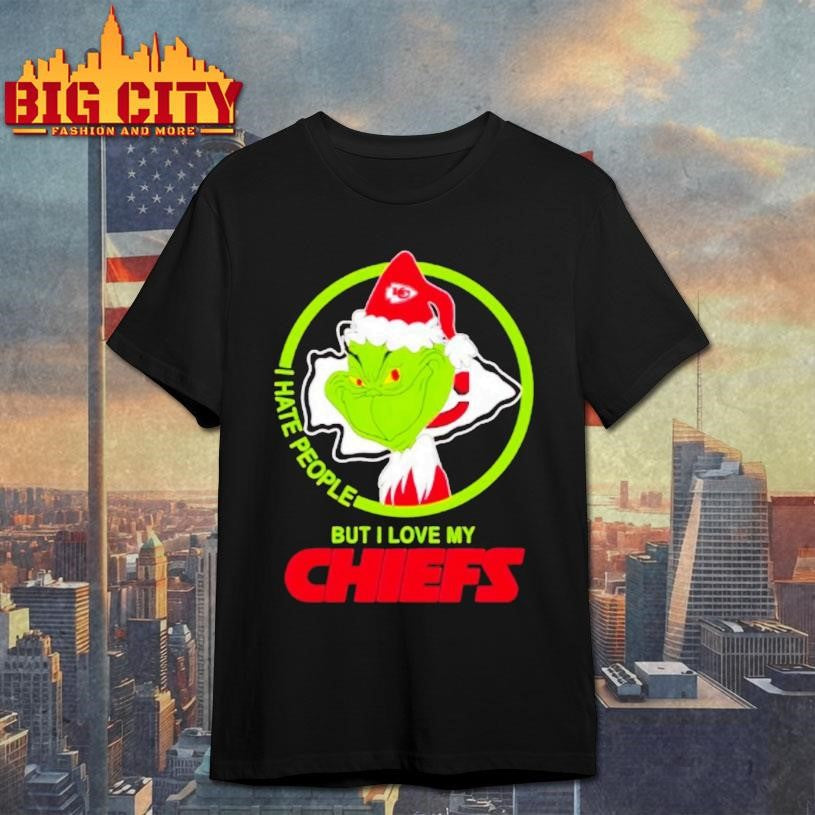 Kansas City Chiefs Christmas Grinch I Hate People But I Love My Chiefs Shirt Unisex T-shirt, Sweatshirt, Hoodie, Long Sleeve Tee - T-Shirt, Sweatshirt, Hoodie