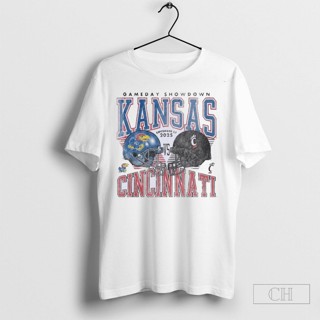 Kansas Jayhawks Vs Cincinnati Bearcats 2025 Gameday Showdown Unisex T-shirt, Sweatshirt, Hoodie, Long Sleeve Tee - T-Shirt, Sweatshirt, Hoodie