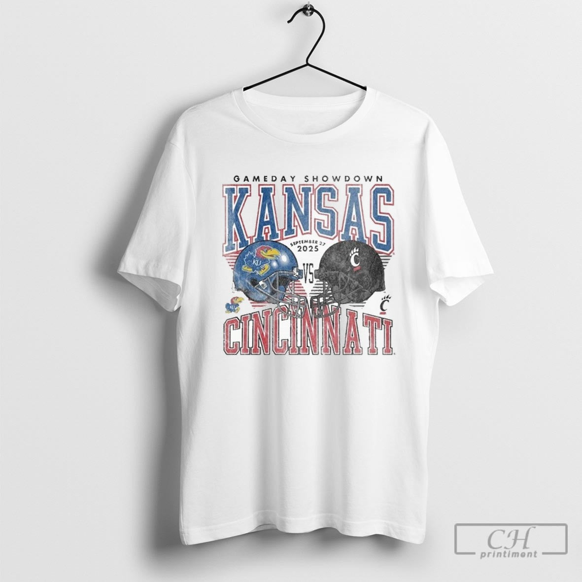 Kansas Jayhawks Vs Cincinnati Bearcats Gameday Showdown September 27 2025 Helmets Shirt Sweater - T-Shirt, Sweatshirt, Hoodie