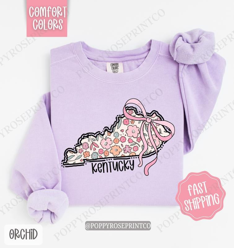 Kentucky Floral Comfort Colors Kentucky Cute Bow Kentucky T-Shirts, Hoodie, Sweatshirt - T-Shirt, Sweatshirt, Hoodie