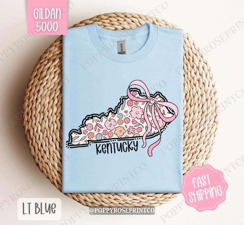 Kentucky Gildan Cute Kentucky State Shirt Kentucky Floral Bow T-Shirts, Hoodie, Sweatshirt - T-Shirt, Sweatshirt, Hoodie