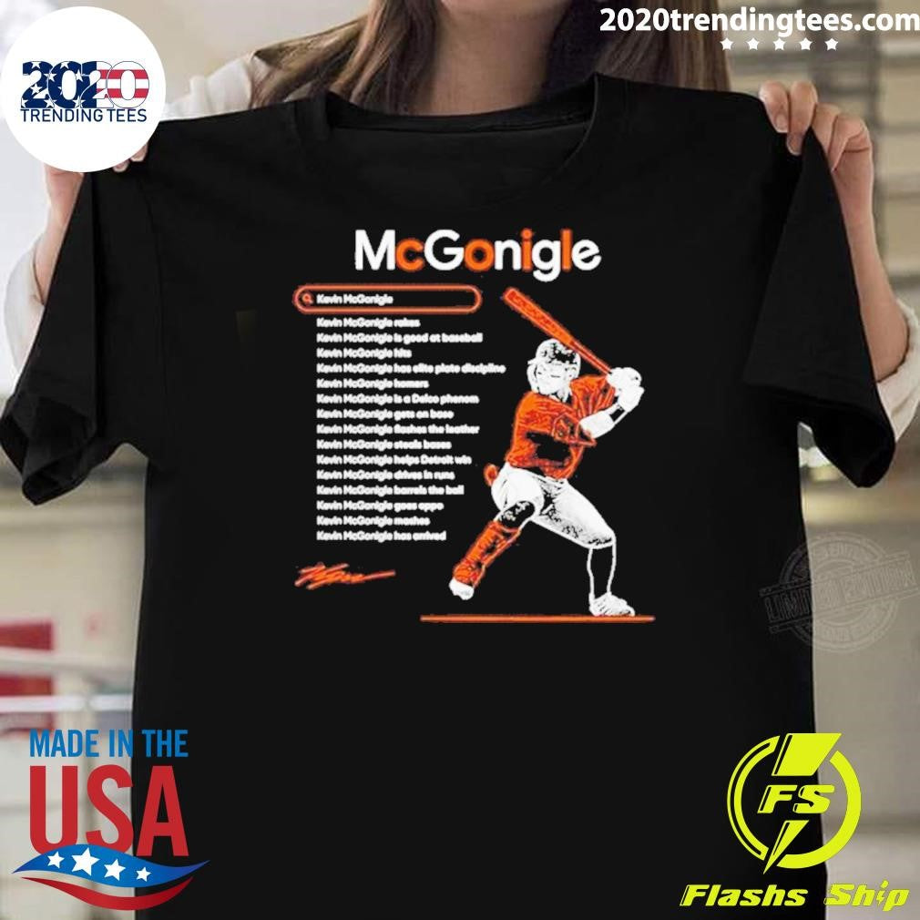 Kevin Mcgonigle Detroit Tigers Baseball Signature Shirt Unisex T-shirt, Sweatshirt, Hoodie, Long Sleeve Tee - T-Shirt, Sweatshirt, Hoodie