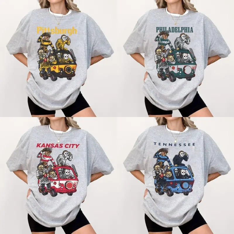 Killers Club Horror Halloween Shirt Football Killers Team Shirt Football Shirt American Gif Fan Cotton Top T-Shirts, Hoodie, Sweatshirt - T-Shirt, Sweatshirt, Hoodie