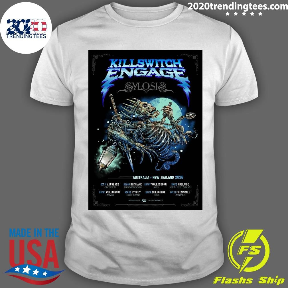 Killswitch Engage With Sylosis Australia And New Zealand 2026 Tour Shirt Unisex T-shirt, Sweatshirt, Hoodie, Long Sleeve Tee - T-Shirt, Sweatshirt, Hoodie