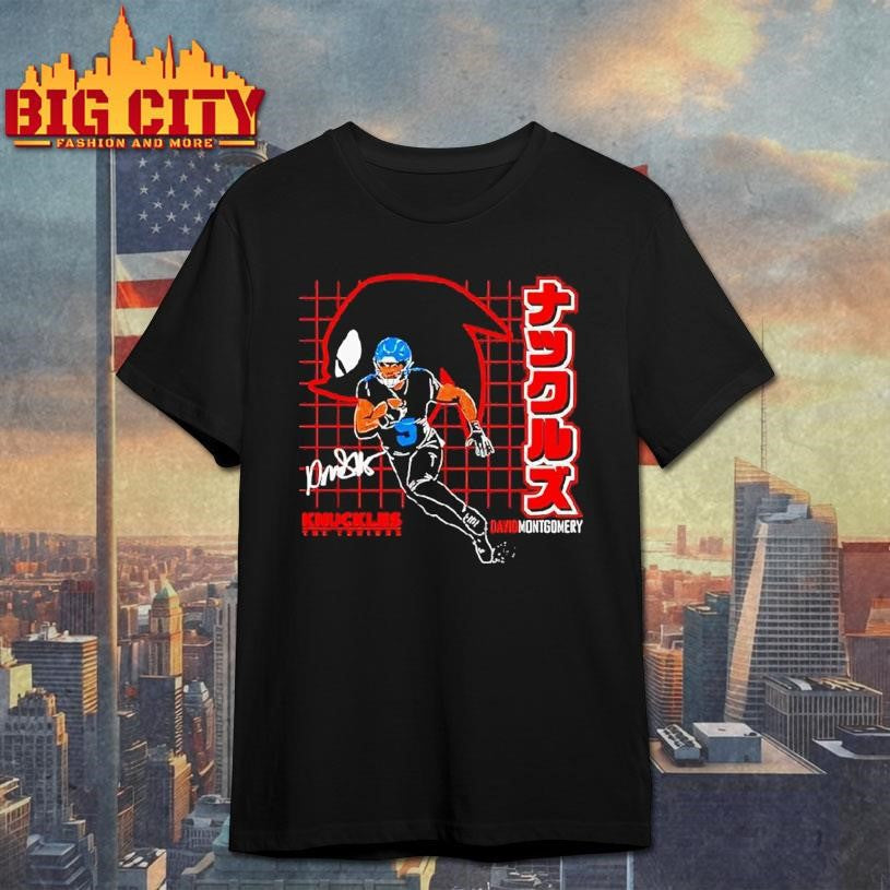Knuckles The Echidna David Montgomery Detroit Lions Football Shirt Unisex T-shirt, Sweatshirt, Hoodie, Long Sleeve Tee - T-Shirt, Sweatshirt, Hoodie