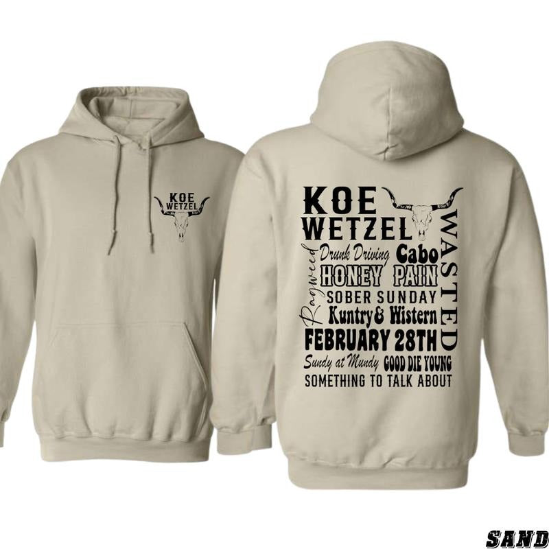 Koe Wetzel Iconic Artist Tribute Song Titles Bold Graphics Fans Country Rock Cozy Menswear Tops T-Shirts, Hoodie, Sweatshirt - T-Shirt, Sweatshirt, Hoodie