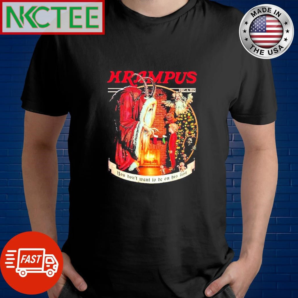 Krampus Naughty List You Don’t Want To Be On His List Christmas 2024 horror shirt Unisex T-shirt, Sweatshirt, Hoodie, Long Sleeve Tee - T-Shirt, Sweatshirt, Hoodie