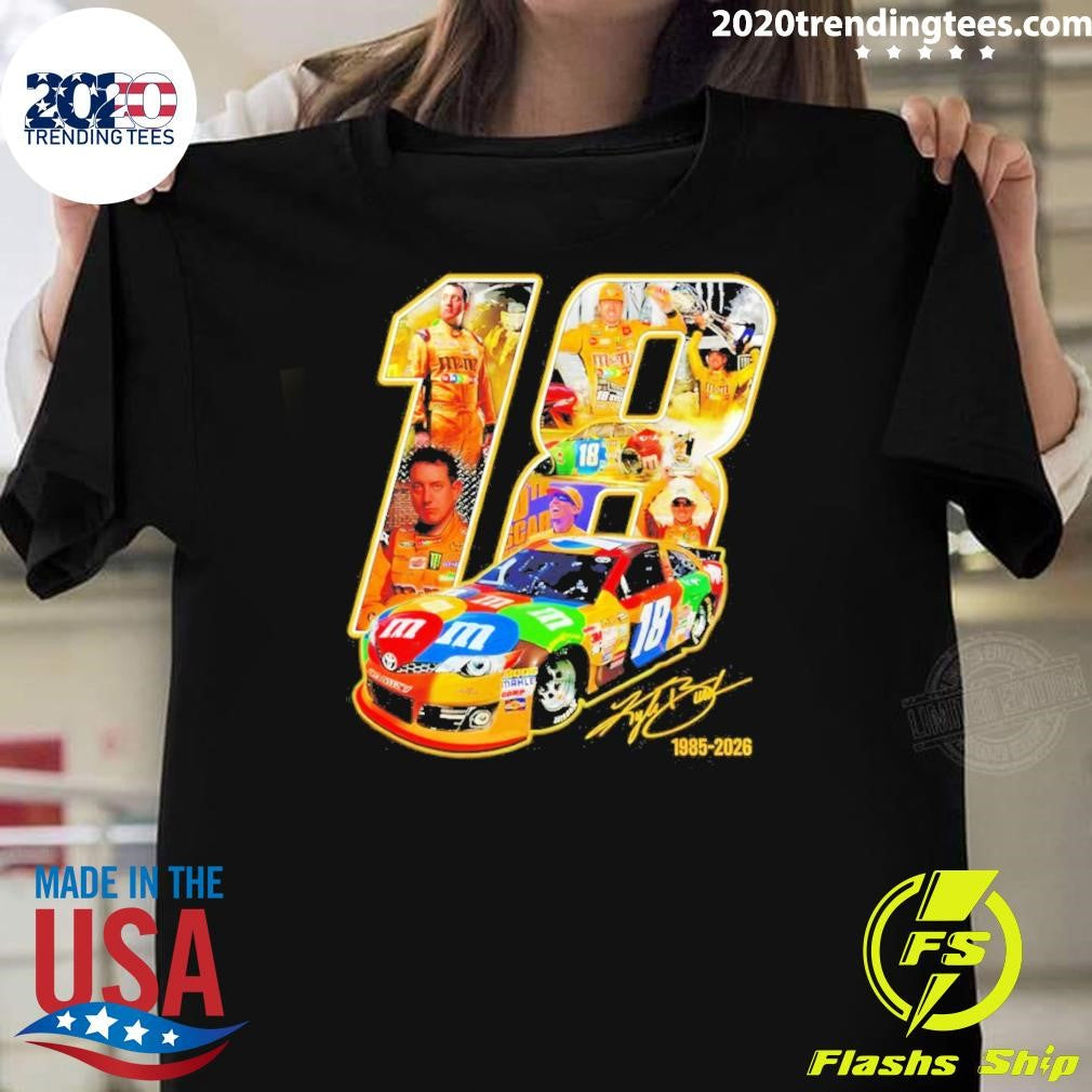 Kyle Busch 18 Tribute Nascar Legend Memorial Signature Shirt Unisex T-shirt, Sweatshirt, Hoodie, Long Sleeve Tee - T-Shirt, Sweatshirt, Hoodie