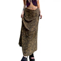 Retro Skirt Tawny Leaves Printed Pattern Low Waist Flowy Skirt S M L Womenswear Bottom T-Shirts, Hoodie, Sweatshirt - T-Shirt, Sweatshirt, Hoodie