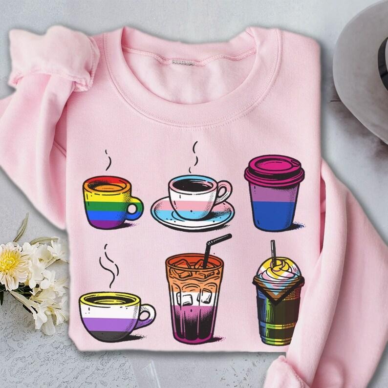 LGBT Coffee LGBT Pride Pride Month LGBT Gay Pride Pride Flag Gay Coffee Lover Rainbow LGBT T-Shirts, Hoodie, Sweatshirt - T-Shirt, Sweatshirt, Hoodie