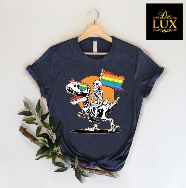 LGBT Skeleton Shirt Gay Skeleton Shirt Skeleton Pride Shirt Dinosaur Pride Queer Pride LGBTQ Flag Shirt Rainbow Gay T-Shirts, Hoodie, Sweatshirt - T-Shirt, Sweatshirt, Hoodie