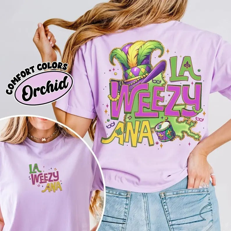 La Weezy Ana Mardi Gras Comfort Colors Shirt 2025 Mardi Gras Shirt Retro Fleur De Lis Louisiana 2 Sided Shirt Fat Tuesday T-Shirts, Hoodie, Sweatshirt - T-Shirt, Sweatshirt, Hoodie