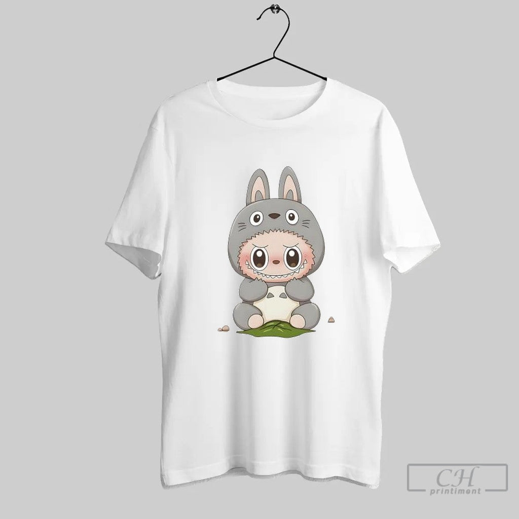 Labubu Cute Totoro Holding A Leaf T Shirt Unisex T-shirt, Sweatshirt, Hoodie, Long Sleeve Tee - T-Shirt, Sweatshirt, Hoodie
