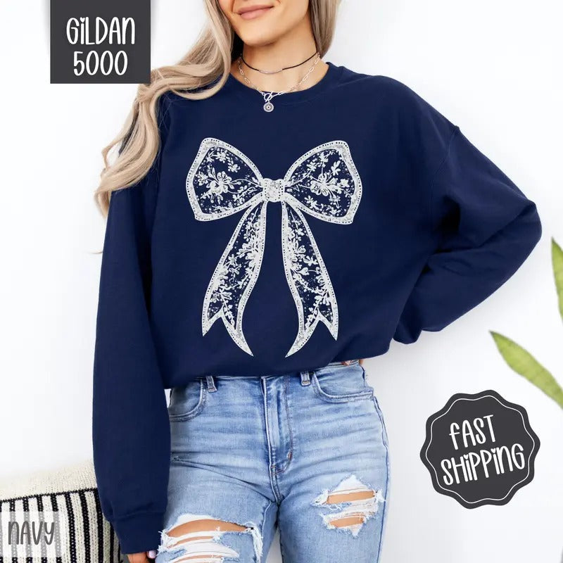 Lace Bow Coquette Lace Bow Cute T-Shirts, Hoodie, Sweatshirt - T-Shirt, Sweatshirt, Hoodie
