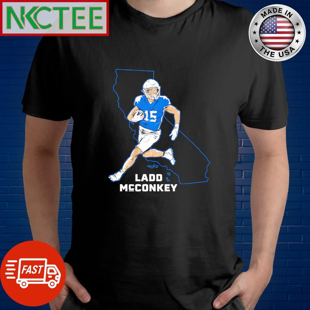 Ladd McConkey hold ball run California State Star map shirt Unisex T-shirt, Sweatshirt, Hoodie, Long Sleeve Tee - T-Shirt, Sweatshirt, Hoodie