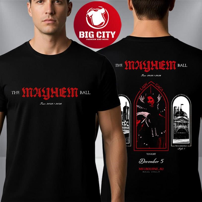 Lady Gaga The Mayhem Ball Tour 2025 Two Sided Shirt Unisex T-shirt, Sweatshirt, Hoodie, Long Sleeve Tee - T-Shirt, Sweatshirt, Hoodie