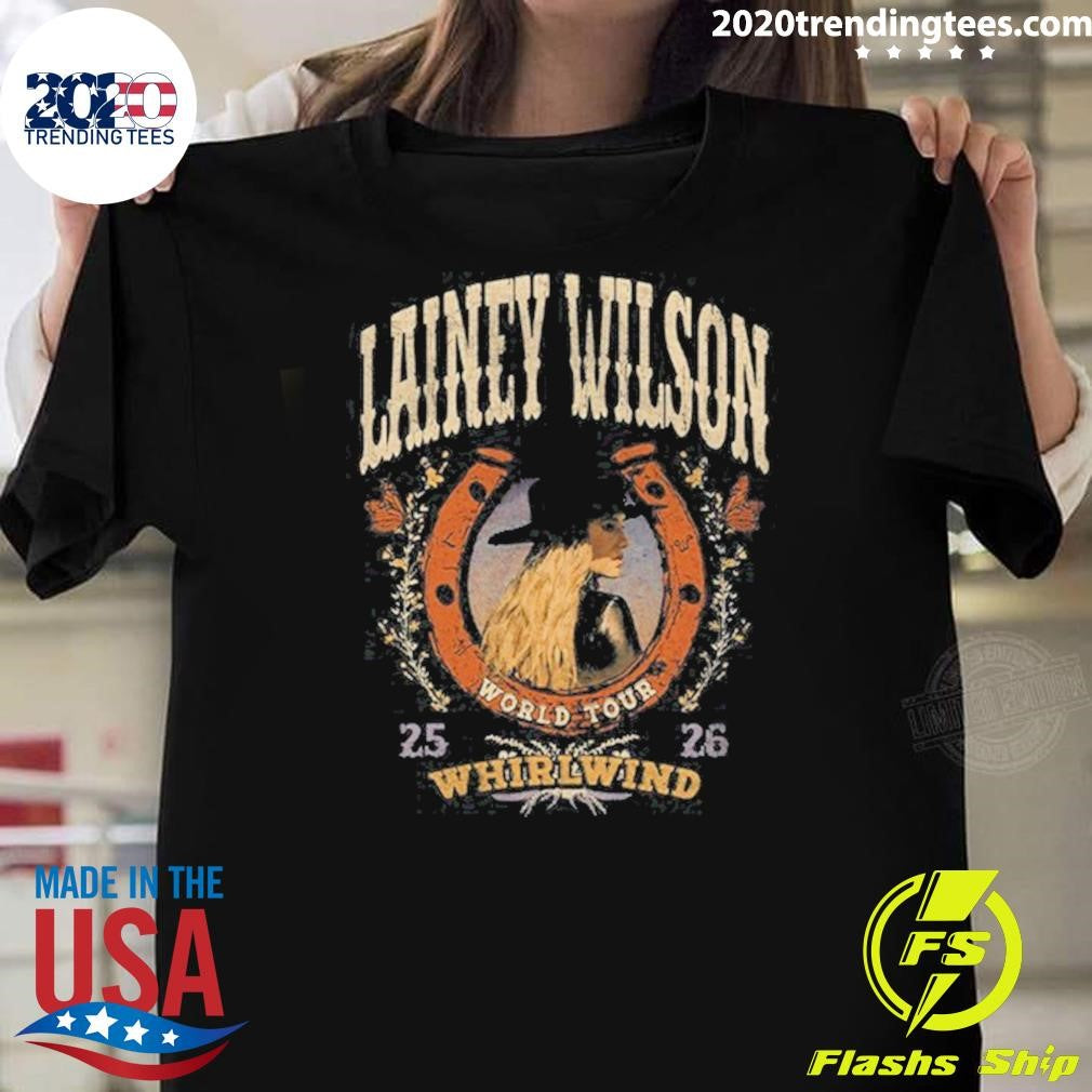Lainey Wilson Whirlwind World Tour 2026 Shirt Unisex T-shirt, Sweatshirt, Hoodie, Long Sleeve Tee - T-Shirt, Sweatshirt, Hoodie