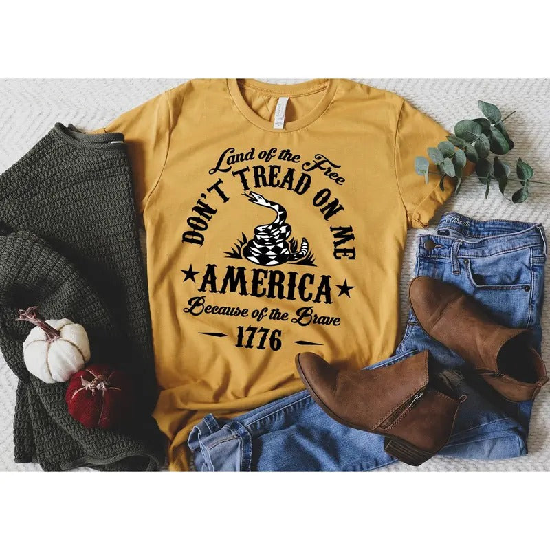 Land Free Don'T Tread Me America Because Brave 1776 4th July Family Matching Shirt Patriotic Shirts 4th July T-Shirts, Hoodie, Sweatshirt - T-Shirt, Sweatshirt, Hoodie
