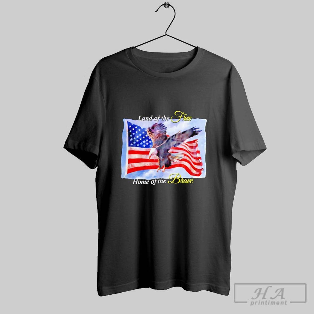 Land Of The Free Home Of The Brave Eagle American Flag Unisex T-shirt, Sweatshirt, Hoodie, Long Sleeve Tee - T-Shirt, Sweatshirt, Hoodie