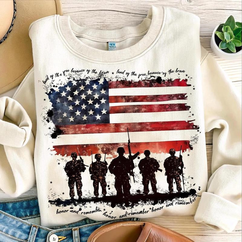 Land Free Shirt Veterans Day Shirt Honor Remember Patriotic Independence Day 4th July Retro 4th July T-Shirts, Hoodie, Sweatshirt - T-Shirt, Sweatshirt, Hoodie
