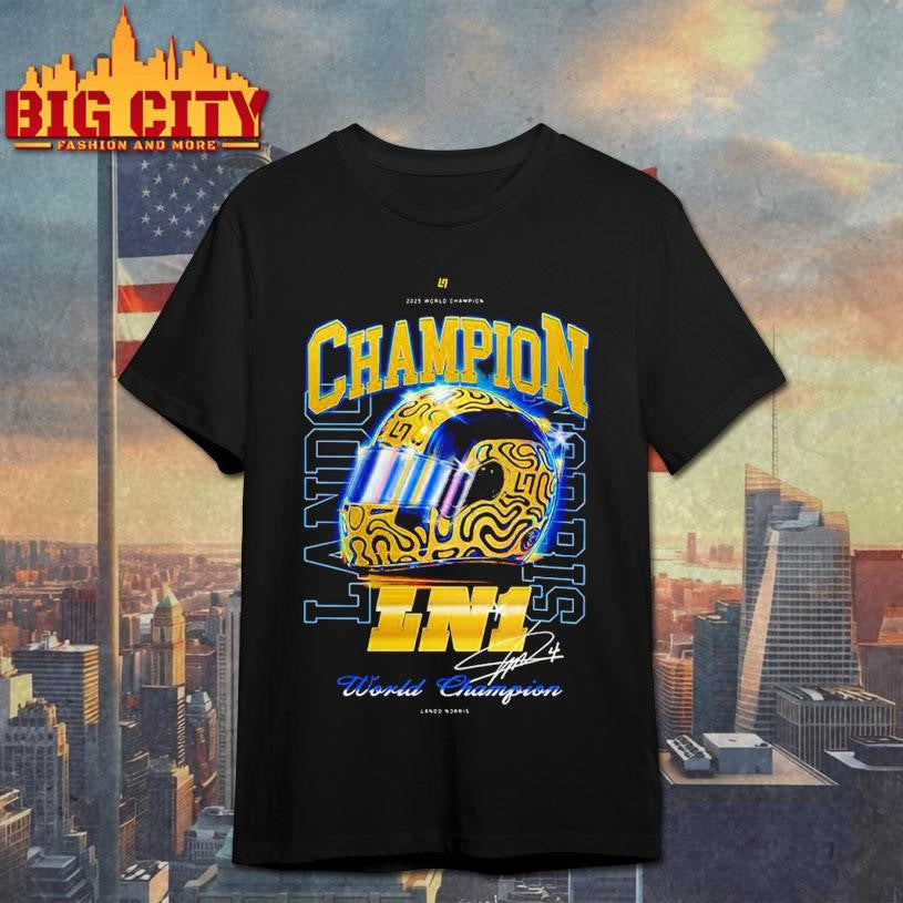 Lando Norris 2025 World Drivers Champion Signature Shirt Unisex T-shirt, Sweatshirt, Hoodie, Long Sleeve Tee - T-Shirt, Sweatshirt, Hoodie