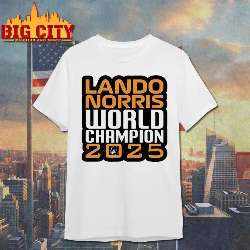 Lando Norris World champion 2025 text shirt Unisex T-shirt, Sweatshirt, Hoodie, Long Sleeve Tee - T-Shirt, Sweatshirt, Hoodie
