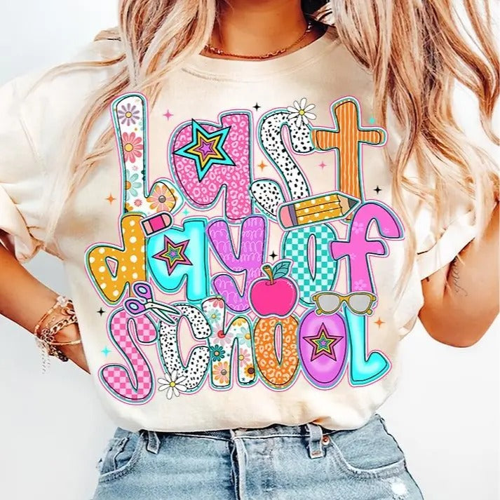 Last Day School Shirt Preppy Summer Teacher 100% Cotton T-Shirts, Hoodie, Sweatshirt - T-Shirt, Sweatshirt, Hoodie