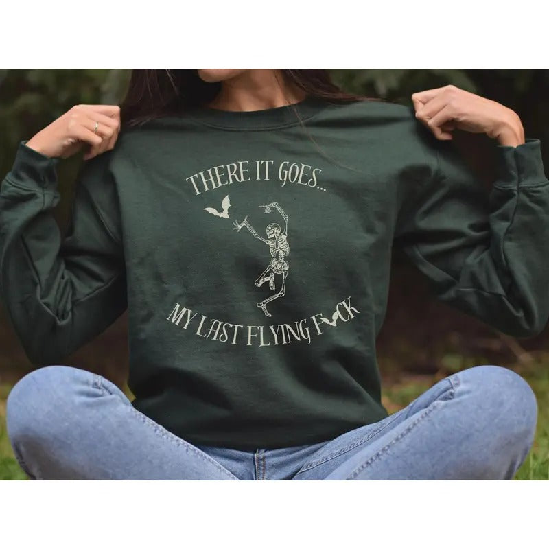 Last Flying Fck Halloween Skeleton Bat Funny Hilarious Spooky Season There Goes Humor Sarcasm T-Shirts, Hoodie, Sweatshirt - T-Shirt, Sweatshirt, Hoodie