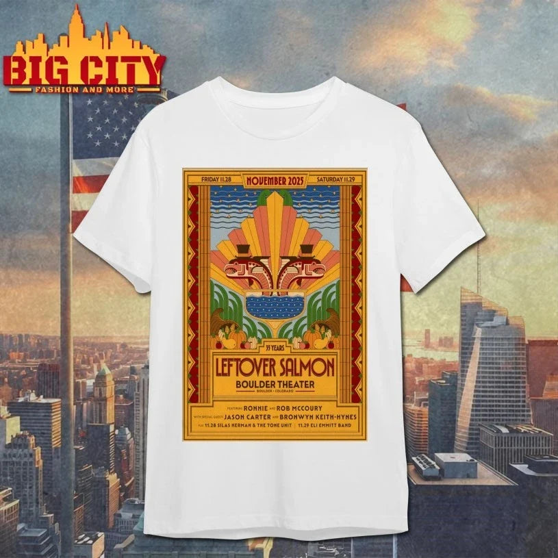 Leftover Salmon Event Boulder On Nov 28-29 2025 Poster shirt Unisex T-shirt, Sweatshirt, Hoodie, Long Sleeve Tee - T-Shirt, Sweatshirt, Hoodie