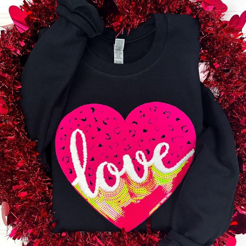 Leopard Love Sequin Heart Patch T-Shirts, Hoodie, Sweatshirt - T-Shirt, Sweatshirt, Hoodie