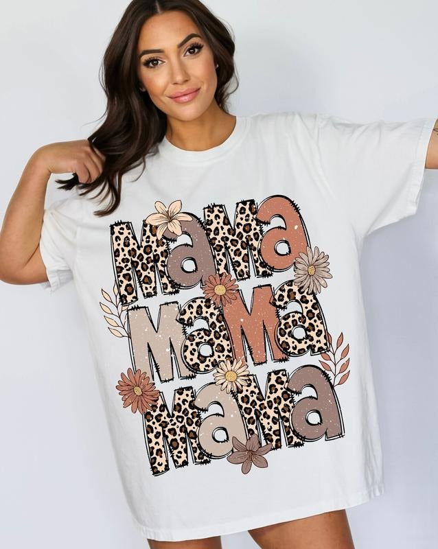 Leopard Mama Flower Retro Groovy Boho Mama Shirt T-Shirts, Hoodie, Sweatshirt - T-Shirt, Sweatshirt, Hoodie