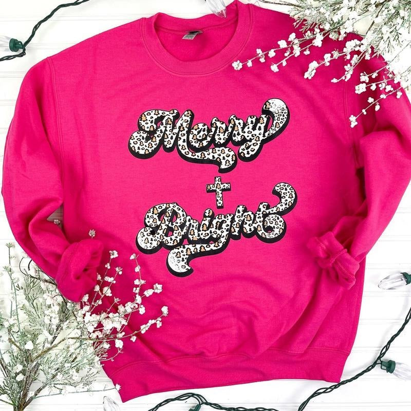 Leopard Merry & Bright T-Shirts, Hoodie, Sweatshirt - T-Shirt, Sweatshirt, Hoodie