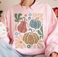 Leopard Pink Pumpkin Flowers Hand Drawn Cotton Fit Fabric Womenswear Fitted T-Shirts, Hoodie, Sweatshirt - T-Shirt, Sweatshirt, Hoodie