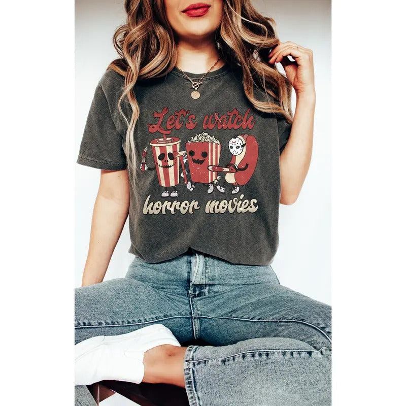 Let'S Watch Horror Movies Shirt Horror Movies Scary Movie Shirt Horror Shirt Halloween Shirt T-Shirts, Hoodie, Sweatshirt - T-Shirt, Sweatshirt, Hoodie