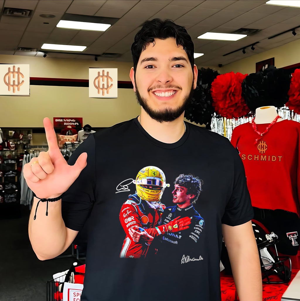 Lewis X Kimi signature graphic shirt Unisex T-shirt, Sweatshirt, Hoodie, Long Sleeve Tee - T-Shirt, Sweatshirt, Hoodie