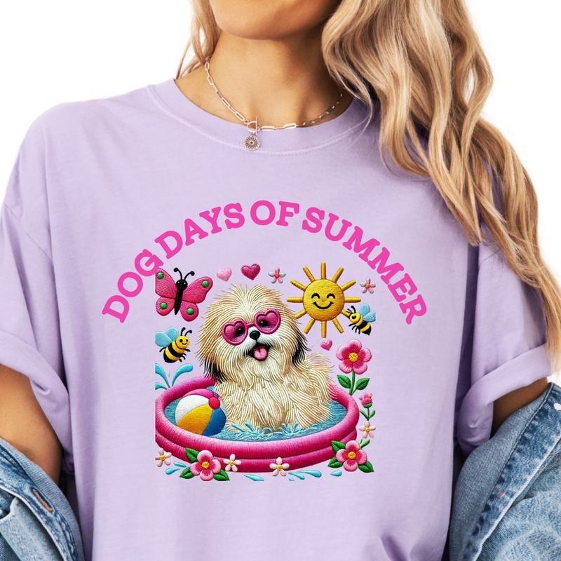 Lhasa Apso Dog Days Summer Shirt ~ Relaxed Fit Printed USA Womenswear Casual Comfort Cotton Top Athletic Boho Chic T-Shirts, Hoodie, Sweatshirt - T-Shirt, Sweatshirt, Hoodie
