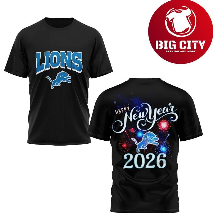 Lions Happy New Year 2026 Two Sided Shirt Unisex T-shirt, Sweatshirt, Hoodie, Long Sleeve Tee - T-Shirt, Sweatshirt, Hoodie