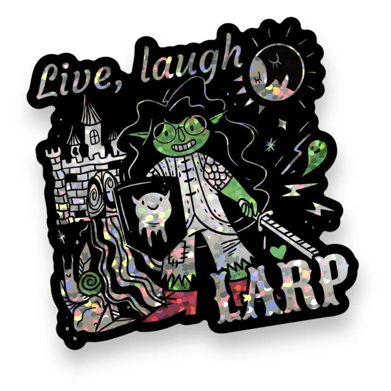 Live Laugh LARP Goblin Gal Glitter Vinyl Sticker 3 Inches T-Shirts, Hoodie, Sweatshirt - T-Shirt, Sweatshirt, Hoodie