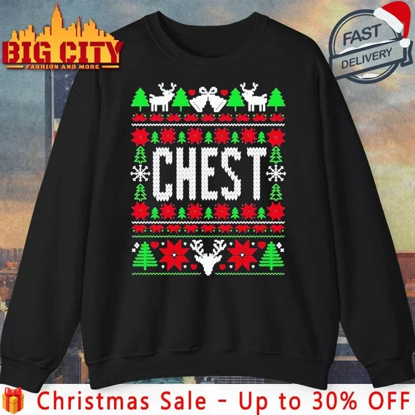 Liz Langston Chest ugly christmas shirt Unisex T-shirt, Sweatshirt, Hoodie, Long Sleeve Tee - T-Shirt, Sweatshirt, Hoodie