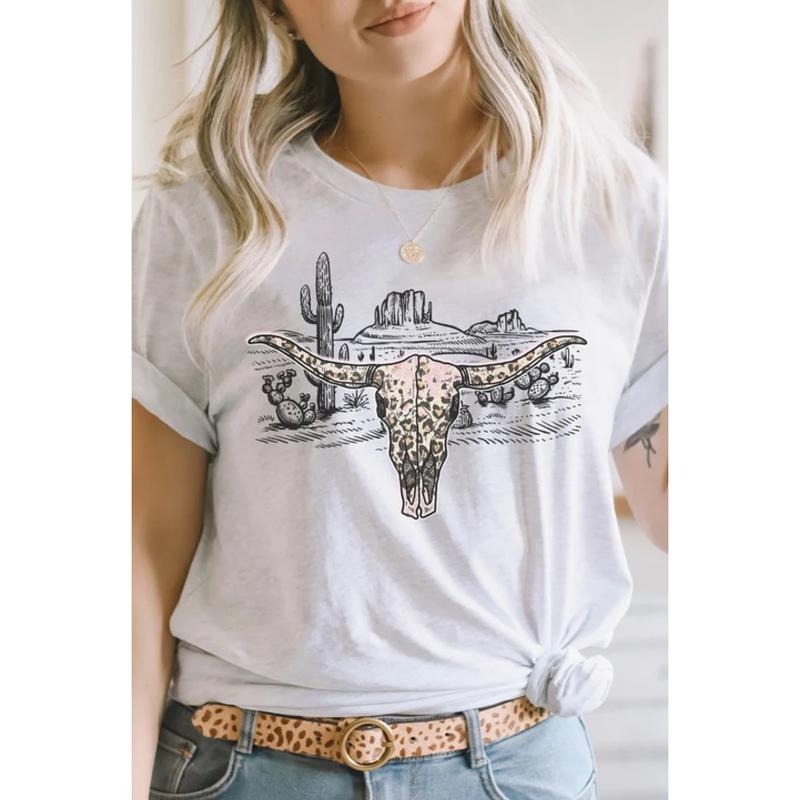 Longhorn Skull Western Desert Scene Casual Outdoor T-Shirts, Hoodie, Sweatshirt - T-Shirt, Sweatshirt, Hoodie