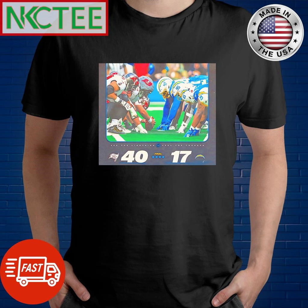 Los Angeles Chargers 17 40 Tampa Bay Buccaneers photo shirt Unisex T-shirt, Sweatshirt, Hoodie, Long Sleeve Tee - T-Shirt, Sweatshirt, Hoodie