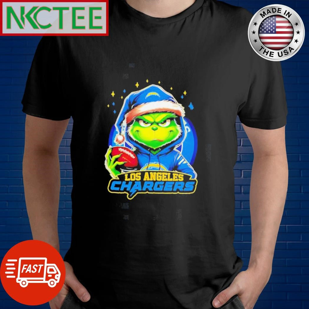 Los Angeles Chargers Grinch wearing Santa hat Christmas 2024 shirt Unisex T-shirt, Sweatshirt, Hoodie, Long Sleeve Tee - T-Shirt, Sweatshirt, Hoodie