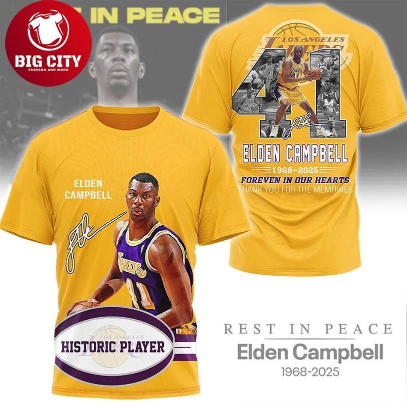 Los Angeles Lakers Elden Campbell 2025 Memorial Tribute Two Sided Shirt Unisex T-shirt, Sweatshirt, Hoodie, Long Sleeve Tee - T-Shirt, Sweatshirt, Hoodie