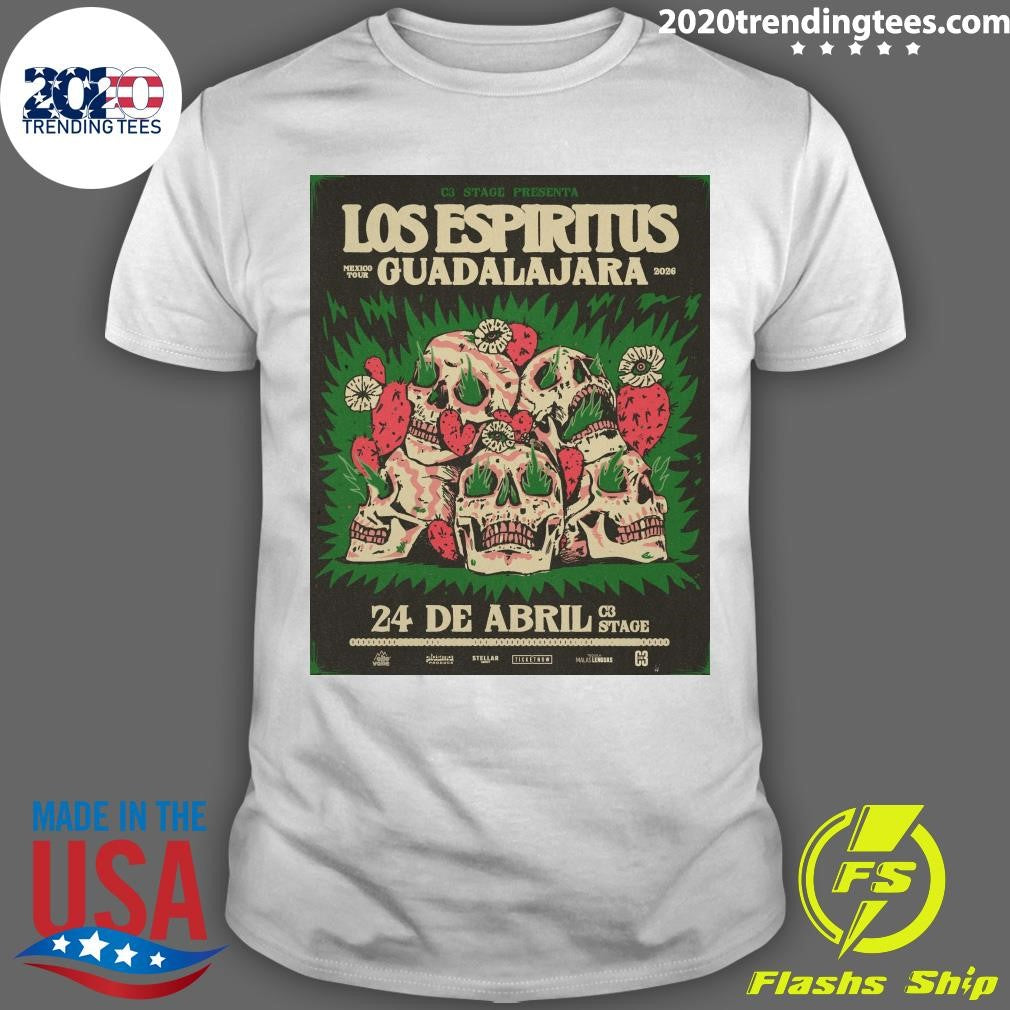 Los Espiritus Guadalajara Mexico April 24, 2026 Tour Banda Invitada Los Delgallo Shirt Unisex T-shirt, Sweatshirt, Hoodie, Long Sleeve Tee - T-Shirt, Sweatshirt, Hoodie