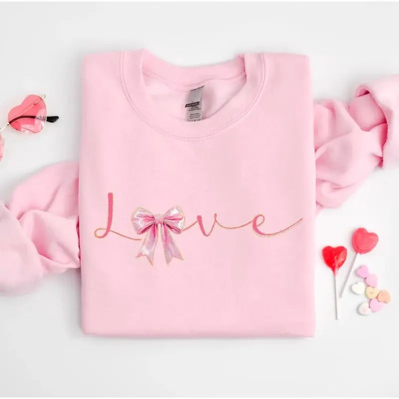 Love Bow Valentine Coquette Love Shirt Shirt Girlfriend Love Bow Cute Girly Shirt T-Shirts, Hoodie, Sweatshirt - T-Shirt, Sweatshirt, Hoodie