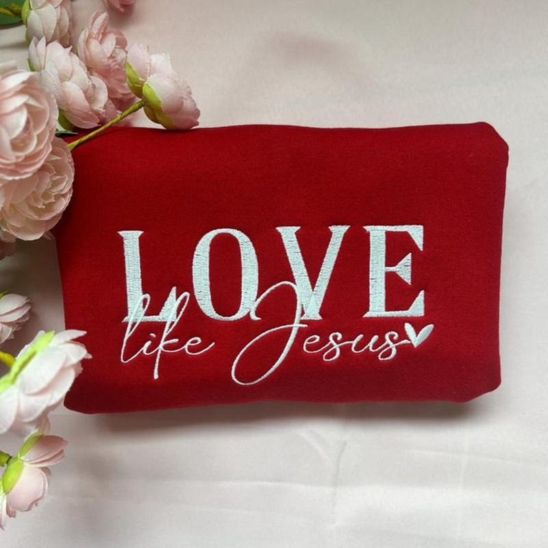 Love Like Jesus Heart Embroidered Faith Based T-Shirts, Hoodie, Sweatshirt - T-Shirt, Sweatshirt, Hoodie