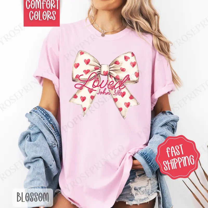 Loved Bow Shirt Comfort Colors T-Shirts, Hoodie, Sweatshirt - T-Shirt, Sweatshirt, Hoodie